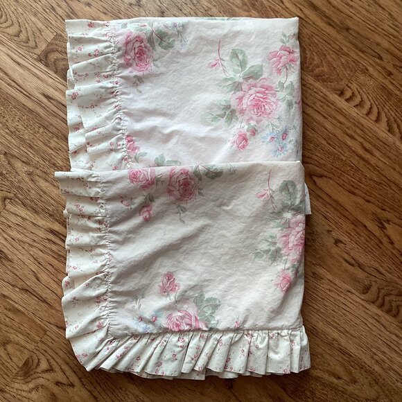 2 Simply Shabby Chic Misty Rose Pink Pillow Cases Shams Ruffle Trim Cottagecore - Picture 1 of 6